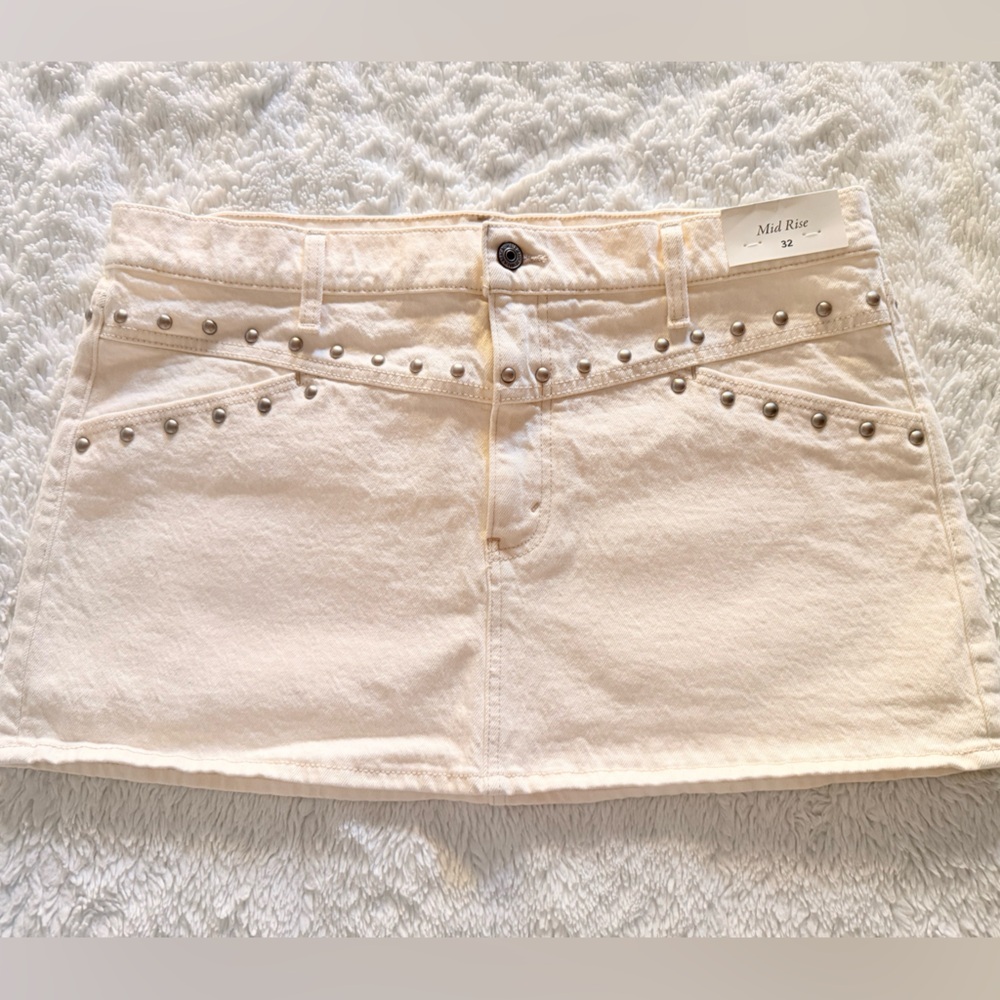 Abercrombie & Fitch Cream Studded Mini Skirt